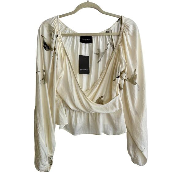 Calvin Tran Cream Soft Loose Wrap Top Size Medium New with Tags - Picture 2 of 6